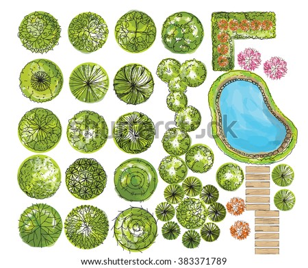 set of treetop symbols, for architectural or landscape design. vector