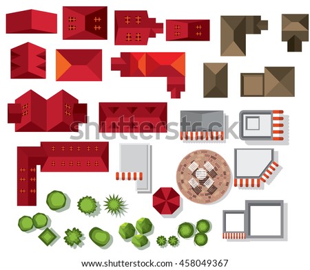 Set Treetop Symbols House Shop Chair Stock Vector 458049367 - Shutterstock