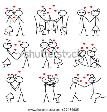 Set Vector Stick Figures Stickman Woman Stock Vector 187163210 ...