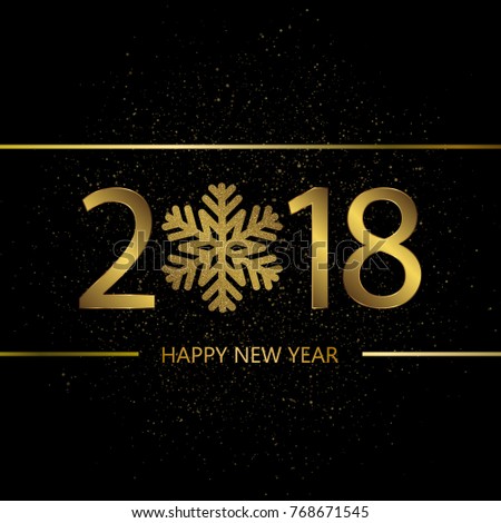 2018 New Year Black Background Gold Stock Vector 722333779 - Shutterstock