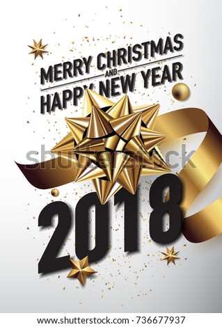 2018 Happy New Year Merry Christmas Vector de stock736677937: Shutterstock