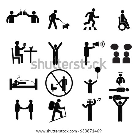 stock vector human pictogram set vector silhouette human activity general people sign human pictograms on white 633871469