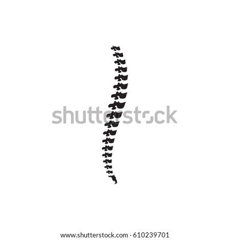 Vector human spine isolated silhouette illustration. Spine pain medical center, clinic, institute, rehabilitation, diagnostic, surgery logo element.