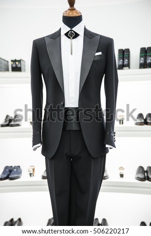  Wedding  Dress  Shop Black  Suit  Groom Stock Photo 506220217 