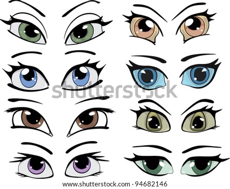 Complete Set Drawn Eyes Stock Vector 53943130 - Shutterstock