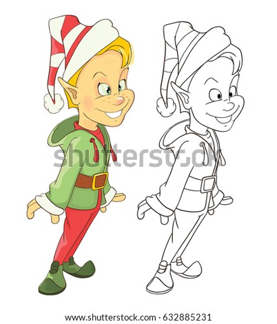 Vector Illustration Christmas Elf Girl Outline Stock Vector 234083962 ...