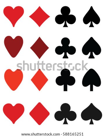 Set Playing Card Symbols On White Stock Vector 588165251 - Shutterstock