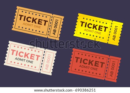 Admit Ticket One Set Stock Vector 58675687 - Shutterstock