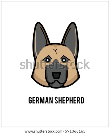 German Shepherd Dog Vector Illustration Stock Vector 196191620 ...