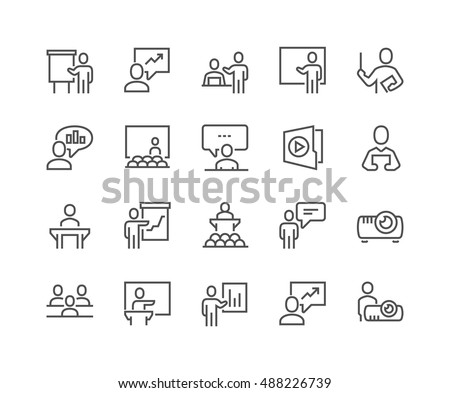 Simple Set of Business Presentation Related Vector Line Icons.
Contains such Icons as Presenter, Teacher, Audience and more.
Editable Stroke. 48x48 Pixel Perfect.