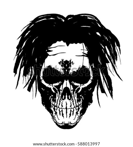 vector hair skull Free Shirt (Royalty Hair Stock Vector Graphics Skull T