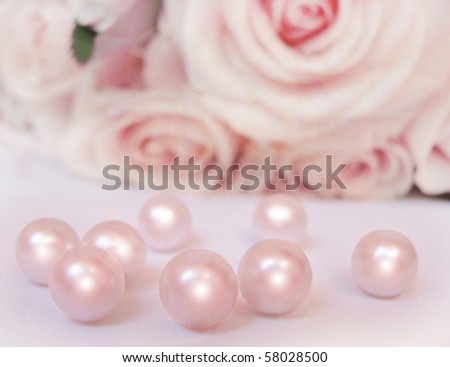 Beautiful pink rose with pearls
