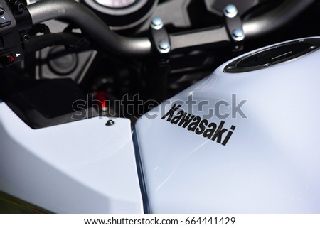 FRANKFURT,GERMANY-JUNE 17: KAWASAKI logo on June 17,2017 in Frankfurt,Germany.