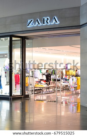 LITHUANIA-MAY 18: ZARA fashion store on May 18,2017 in Lithuania.Zara is a Spanish clothing and accessories retailer based in Arteixo, Galicia.