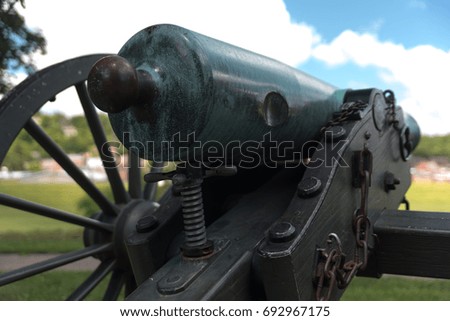 Very old artillery canon in a park
