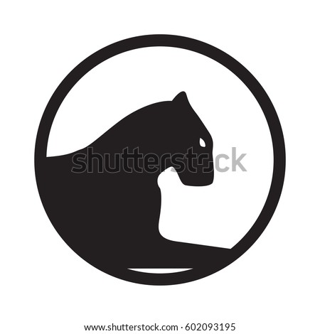 Panther logo. Emblem, mascot or team symbol. Vector head of wildcat in a circle.