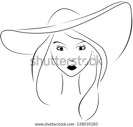 Silhouette Beautiful Woman Elegant Hat Vector Stock Vector 112215449 ...