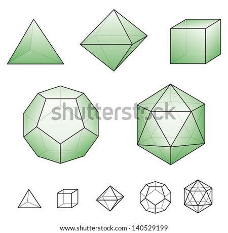 Sacred Geometry Platonic Solids Six Elements Stock Vector 299246972 ...