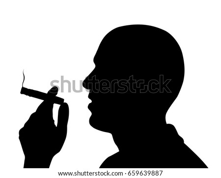 Black Vector Silhouette Man Smoking Cigar Stock Vector 659639887 ...