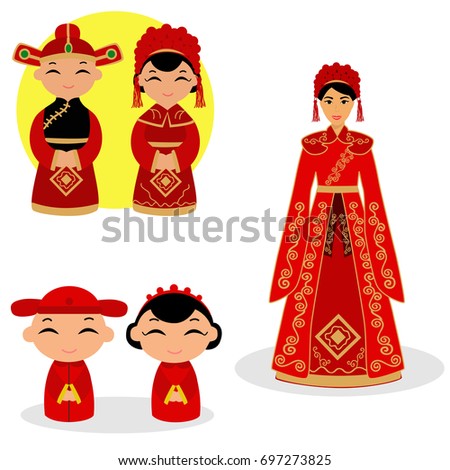 Traditional Costumes Clothing World Cartoon Girls Stock Vector ...