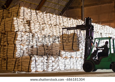 Sugar Bags Product Handling By Forklift Stock Photo (Edit ...