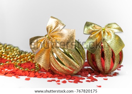 Red Gold Christmas Ribbon Bow Holly Stock Photo 59256340 - Shutterstock