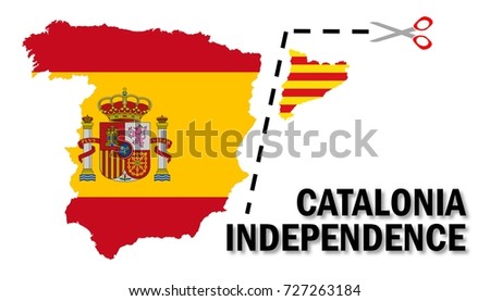 Illustration of Catalonia and Spain separation crisis.