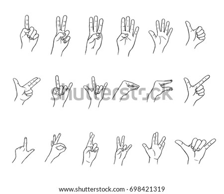 Monochrome Woman Hands Set Different Contoured Stock Vector 593143418 ...