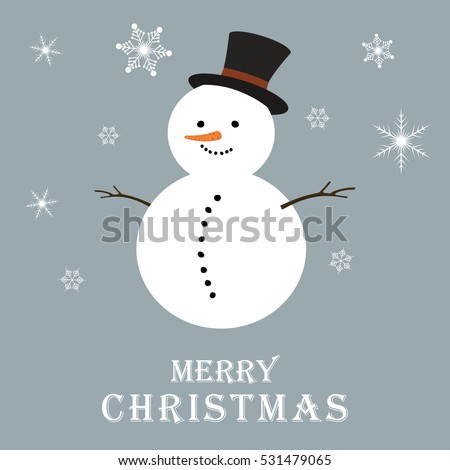 Christmas background with snowman and snowflakes. New Year. Vector illustration.