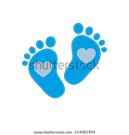 Download Blue Baby Footprints Heart Center Baby Stock Vector ...