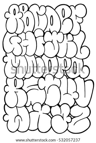 stock photo graffiti letters sketch alphabet bubble 532057237