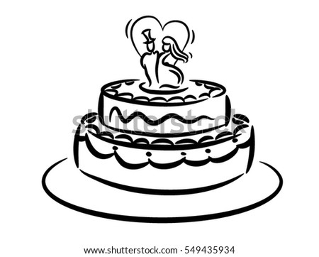  Wedding  Cake  Newlyweds Vector Illustration Stock Vector 