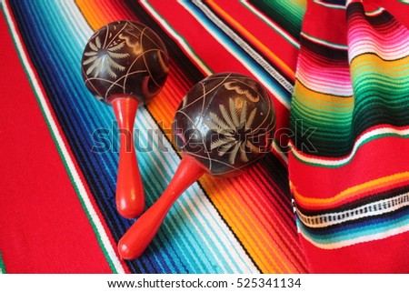 Maracas Poncho Mexican Maraca Shakers Serape Stock Photo 525341134 ...