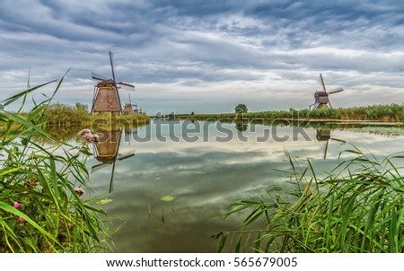 The world heritage site in the Netherlands. The mills were used to drain the area and create new land.