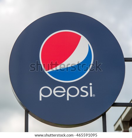 VILNIUS, LITHUANIA - JULY 7, 2016: Pepsi logo. Pepsi (stylized in lowercase as pepsi, formerly stylized in uppercase as PEPSI) is a carbonated soft drink that is produced and manufactured by PepsiCo.