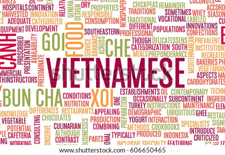 Vietnamese Food and Cuisine Menu Background with Local Dishes