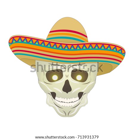 Traditional Mexican Skull Sombrero Vector Skull Stock Vector 267644639 ...