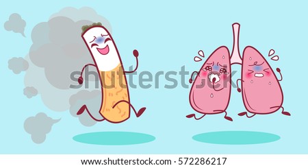 Cute Cartoon Lung Feel Scare Cigarette Stock Vector 572286217 ...