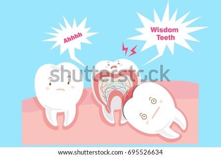 dentes do siso bonitos dos desenhos animados com conceito de saúde
