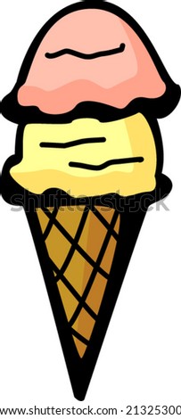 Double Ice Cream Cone Stock Vector 21325300 - Shutterstock