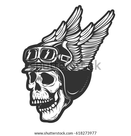 Racer Skull Winged Helmet Isolated On Stock Vector 618273977 - Shutterstock