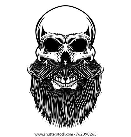 shirt vector design t urban Illustration Hipster Skull Mustache Monochrome Stock Beard