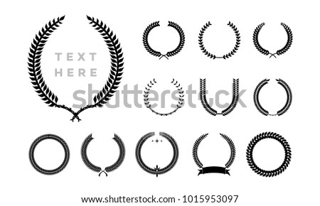 Set Laurel Wreath Logo Template Vector Stock Vector 1015953097