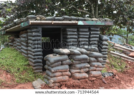 Sandbag Bunker Military Camp Stock Photo (Royalty Free) 713944564 ...