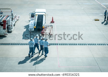 Airport staff during working period at the Fukuoka international airport