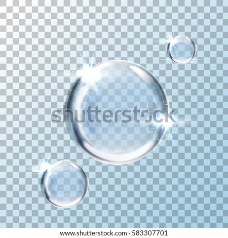 elementos de bolha de água grandes, médios e pequenos, fundo transparente, ilustração 3d
