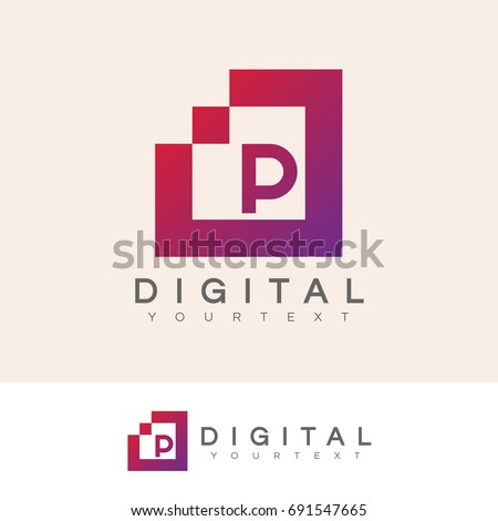 digital initial Letter P Logo design