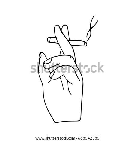 Hand Cigarette On White Background Vector Stock Vector 668542780 ...