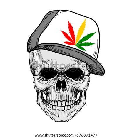 cap skull vector Rastaman Wearing Hat Rasta Skull Vector Skull Stock