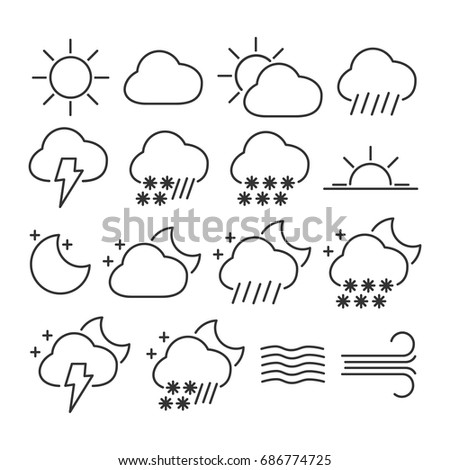 Retro Weather Icons Hand Drawn On Stock Vector 101585911 - Shutterstock